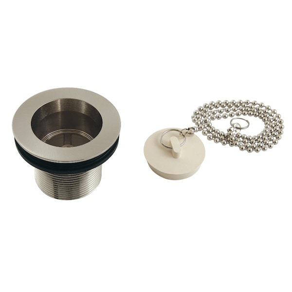 112 Chain and Stopper Tub Drain with 112 Body Thread, Brushed Nickel